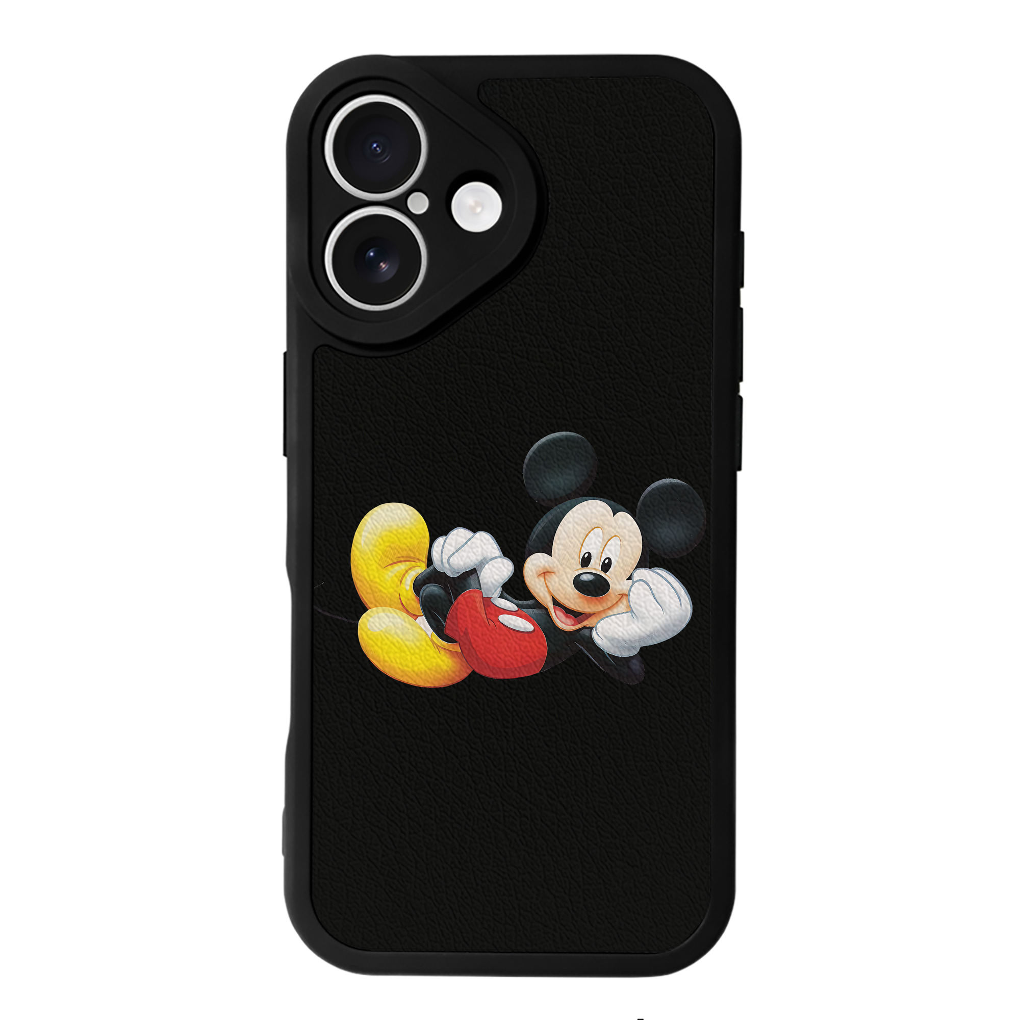 （画像用） ミッキーマウス Mickey Mouse 【iPhone 16シリーズ対応】シリコンスマホケース（レザー調） 材質：シリコン